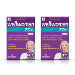 Wellwoman 70+ Multivitamin Tablets for Women Aged 70+ | Biotin, L-Carnitine & Choline | Enhance Physical & Mental Performance | Senior Women's Health | Combo Pack of 2 (30 Veg Tablets Each Pack)