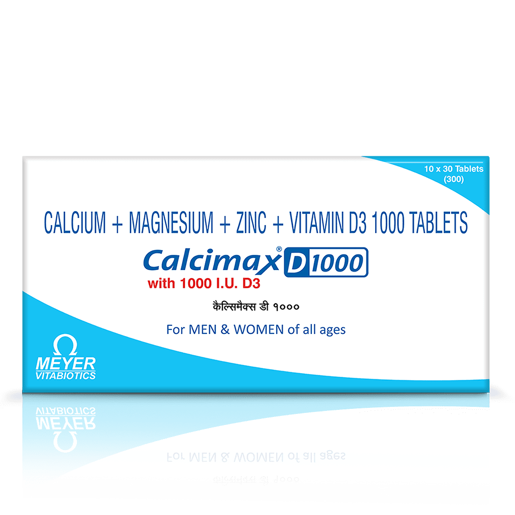 Calcimax-1000-Front-View_d949a8d9-dd7d-4035-8acc-146668c2782d.png Calcimax D 1000 Tablets 1 Strip (30'S Tablet) - Image 1